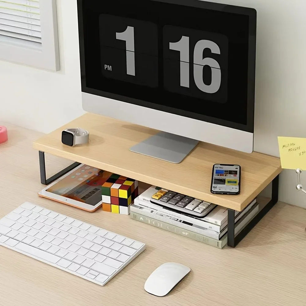 Wooden Office Computer Desktop Stand _ Shop Now_yyt